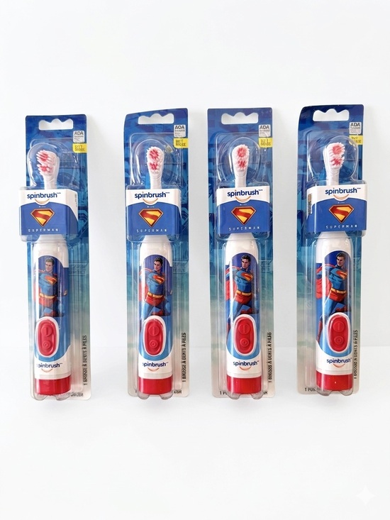 spinbrush Other - SPINBRUSH Kids Toothbrush Superman Battery Operated Blue Red 4 Pack